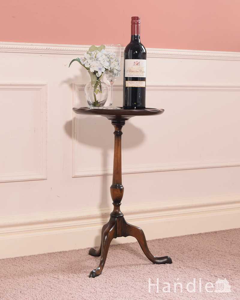 手頃な小さいサイズのワインテーブル、マホガニー材のアンティーク家具 (q-1985-f)