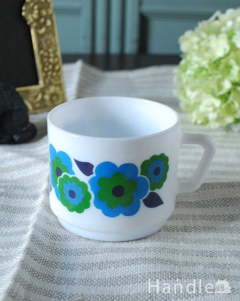 お花柄が可愛いアルコパル社カップ（ロータス）、フランス生まれのおしゃれなオパールガラス (m-3668-z)
