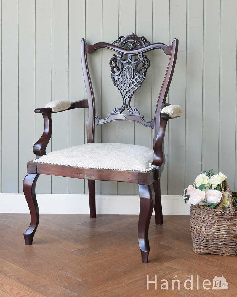 英国のアンティーク椅子、1890年代のアームチェア（サロンチェア） (k-1596-c)