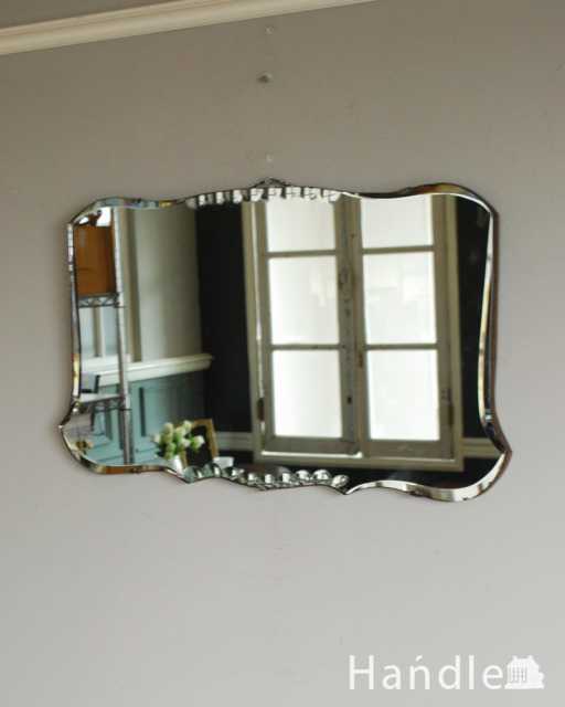 お洒落なかたちの英国の壁掛け鏡、アンティークカッティングミラー (k-3920-z)