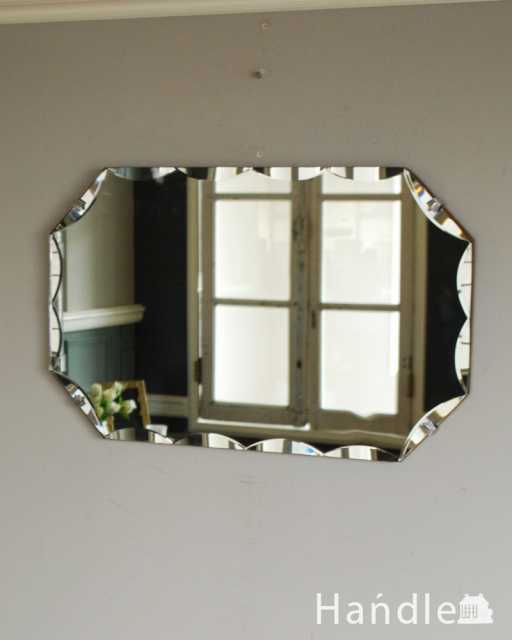 イギリスの壁掛け鏡、アンティークカッティングミラー (k-3921-z)