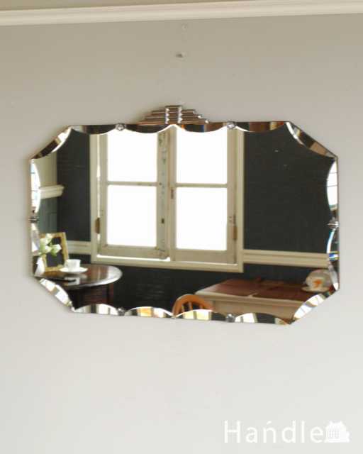 イギリスの壁掛け鏡、アンティークカッティングミラー (k-3929-z)