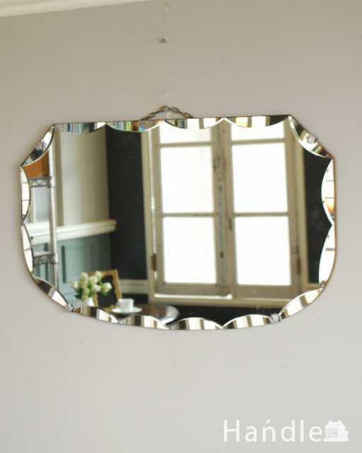お洒落なかたちの英国の壁掛け鏡、アンティークカッティングミラー (k-3985-z)