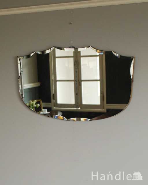 お洒落なかたちの英国の壁掛け鏡、アンティークカッティングミラー (k-3988-z)