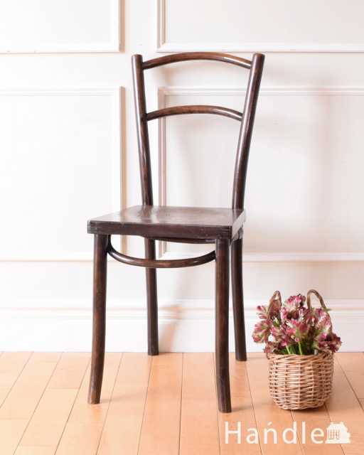 イギリスから届いたアンティーク椅子、大人っぽいブラウンカラーのベントウッドチェア (k-1656-c)