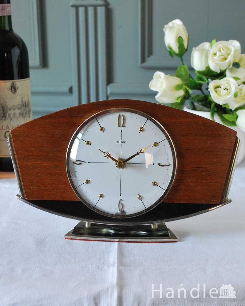 英国のアンティーク雑貨、おしゃれなデザインのビンテージ置き時計 (k-4004-z)