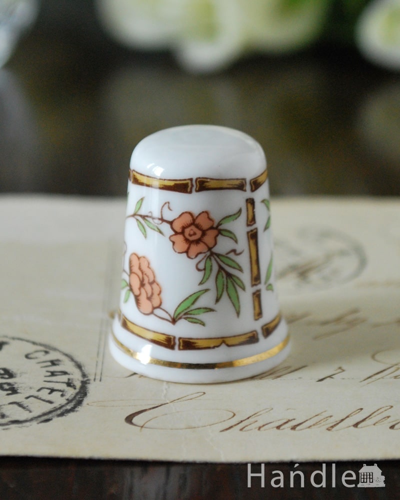 バンブー×お花のイギリスで見つけたアンティークシンブル (m-3788-z)