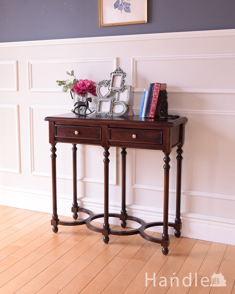 アンティーク風の優雅な家具、引き出し付きの英国風コンソール テーブル(y-379-f)｜アンティーク風