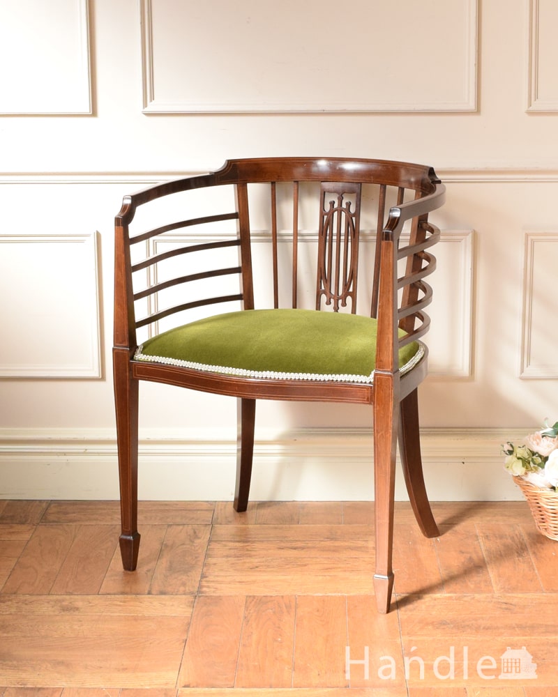 イギリスから届いた優雅なアンティークチェア、アールデコ様式の椅子 (k-1592-c)