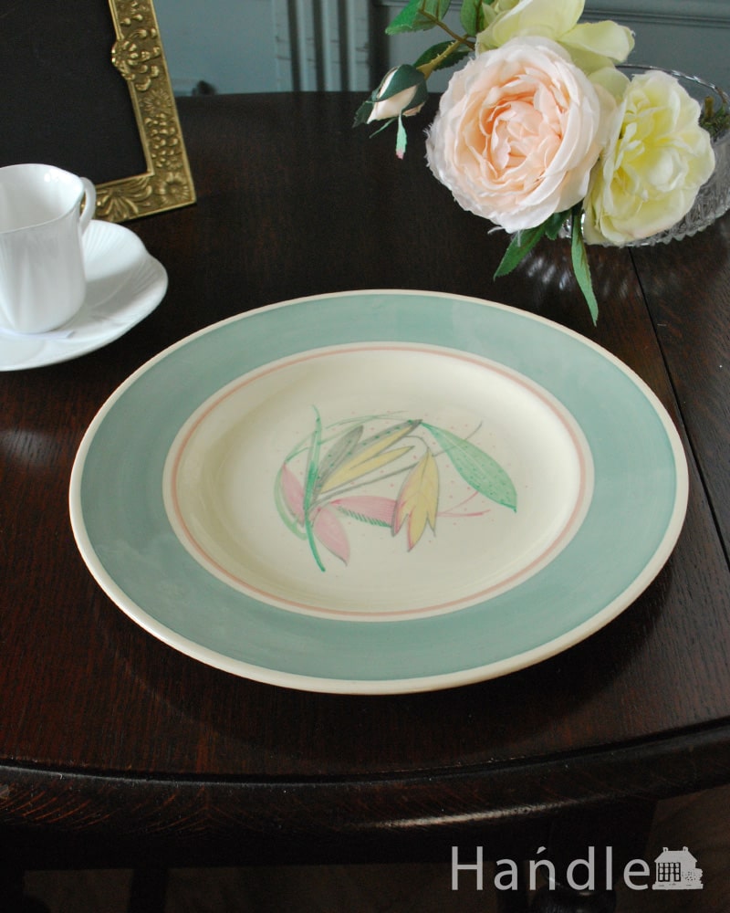 スージークーパープレートのアンティークプレート(大)、ロングリーフ (m-3838-z)