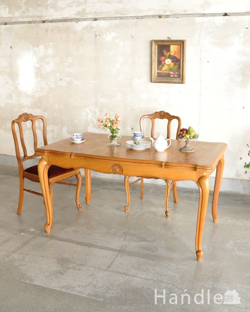 フランスから届いたアンティークのドローリーフテーブル、美しい伸長式のテーブル (j-2672-f)