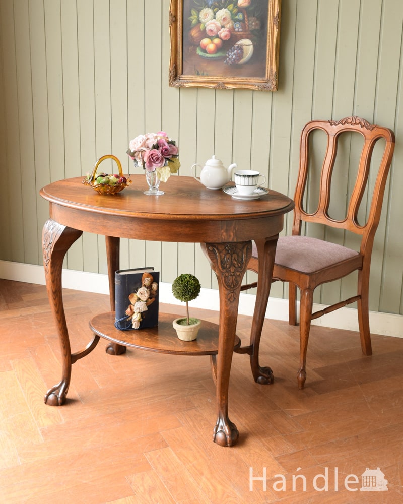 フランスのアンティーク家具、装飾の美しいオケージョナルテーブル (j-2625-f)