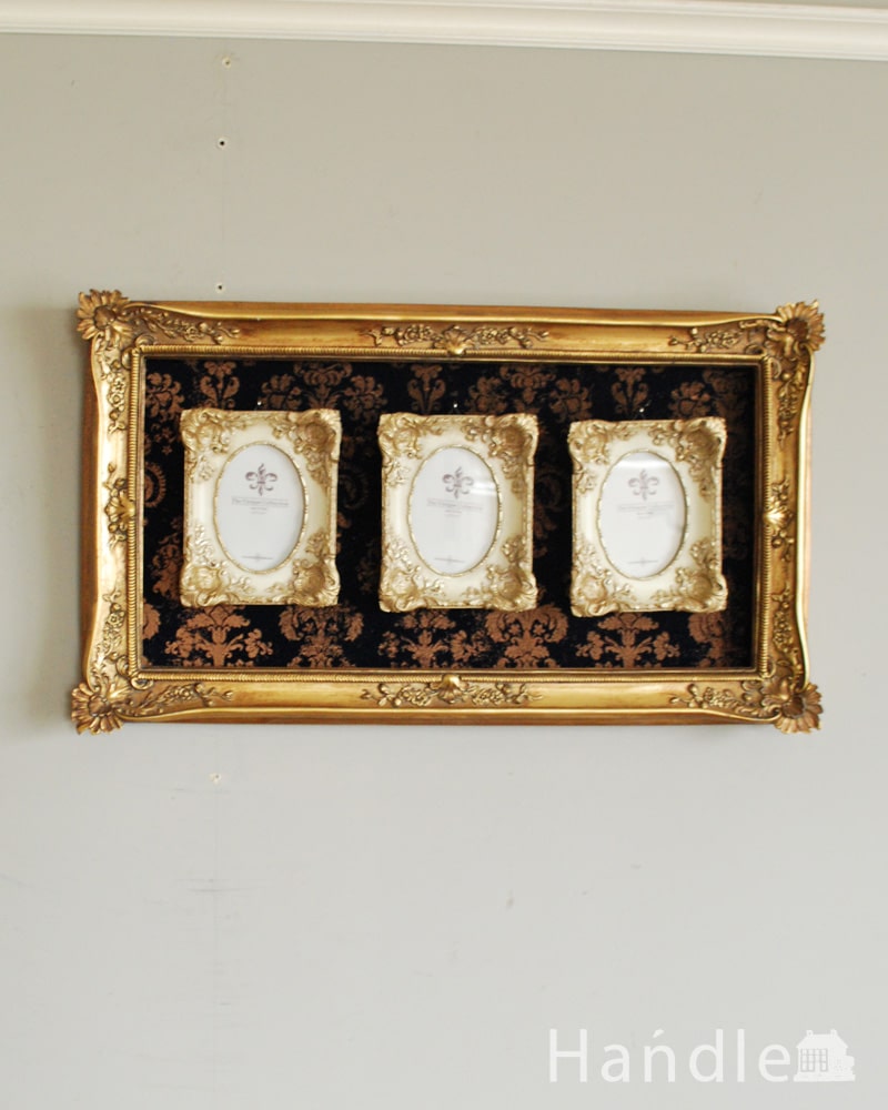 アンティーク風に仕上げたゴージャスなフランス風の壁掛けフォトフレーム(n7-179)｜インテリア雑貨