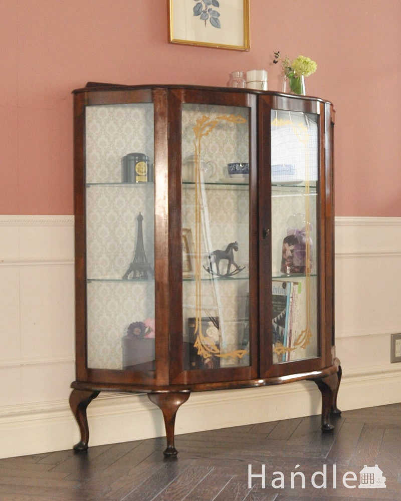 イギリスのアンティーク家具、美しいガラスのコレクションボード (コレクションキャビネット)