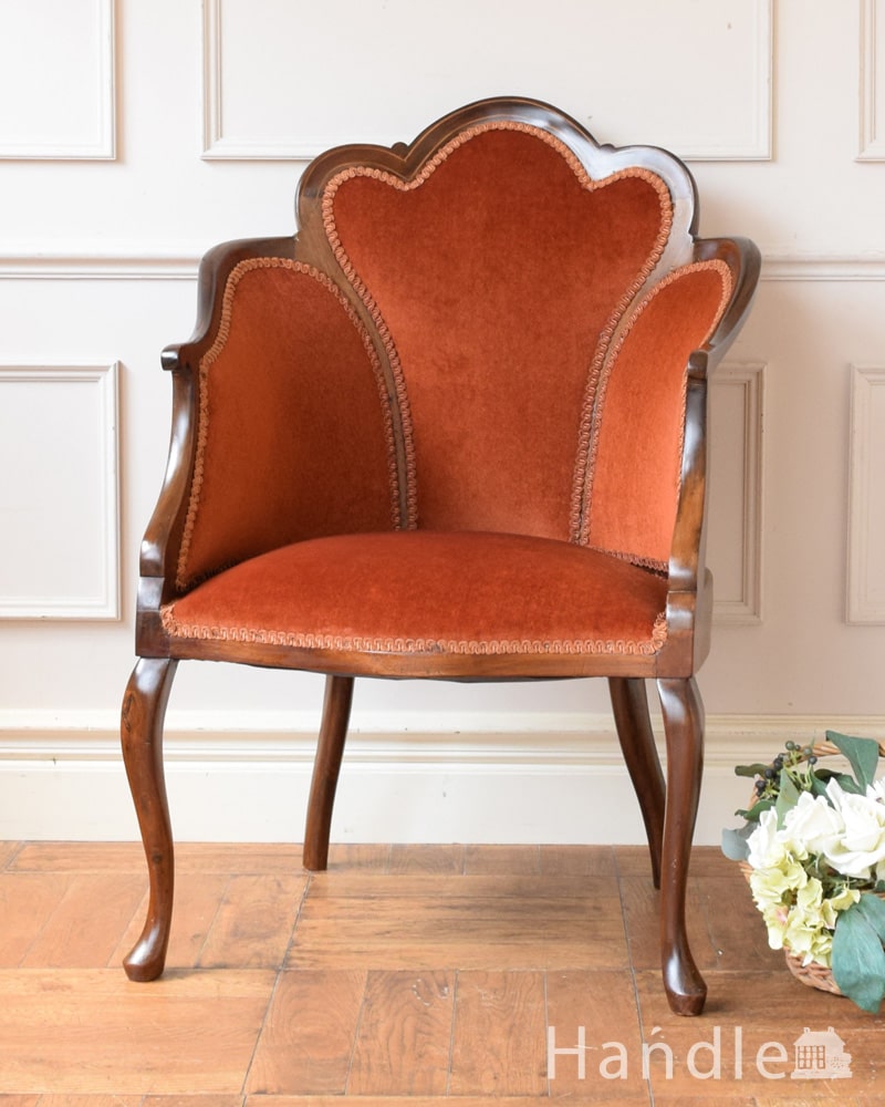 イギリスのアンティークのパーソナルチェア、優雅なフォルムの美しい椅子 (k-1709-c)
