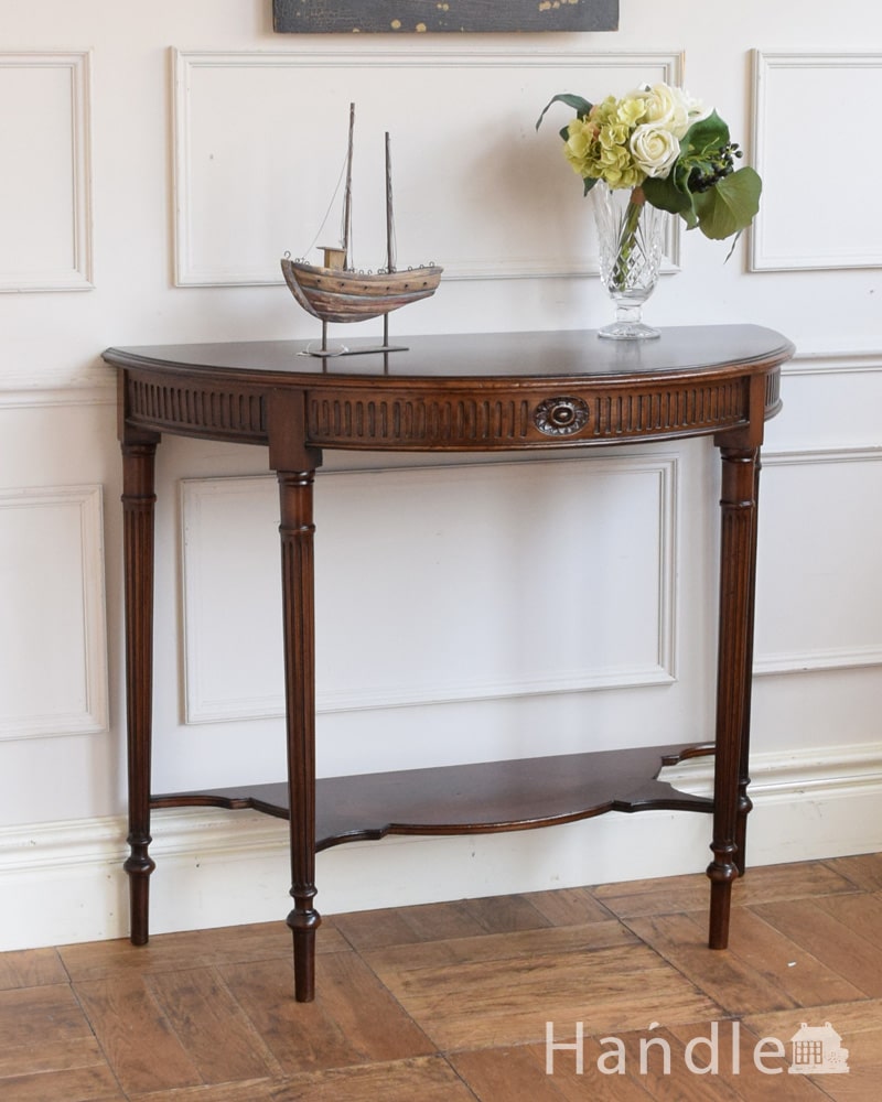アンティークのコンソールテーブル、マホガニー材の高級感漂う英国の家具(q-2283-f)｜アンティーク家具