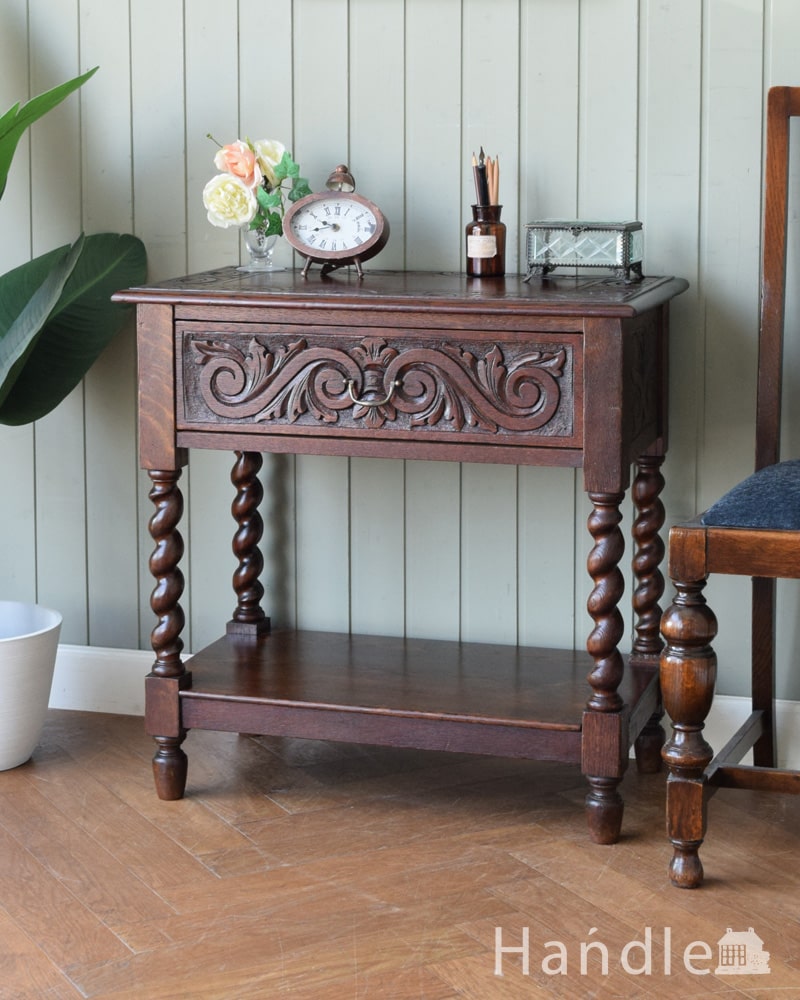 アンティークのコンソールテーブル、美しい彫が魅力の豪華なイギリスの家具 (q-2244-f)