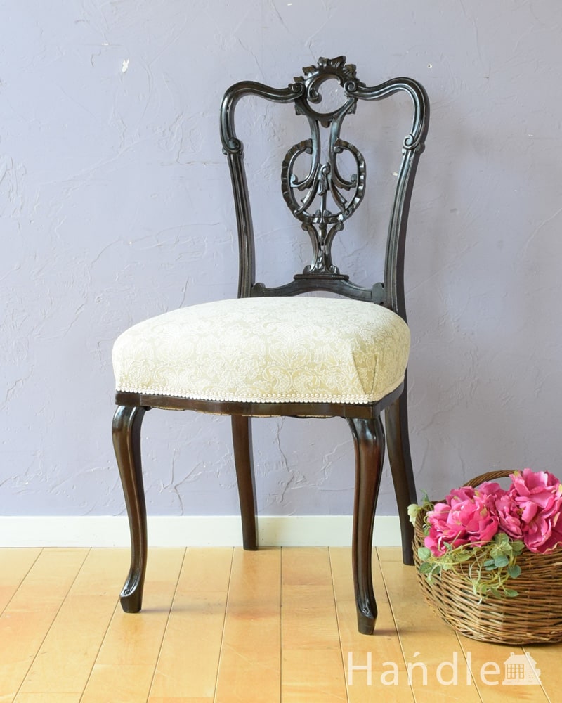 アンティークのサロンチェア、イギリスの優雅なサイドチェア(k-1407-c)｜アンティークチェア・椅子