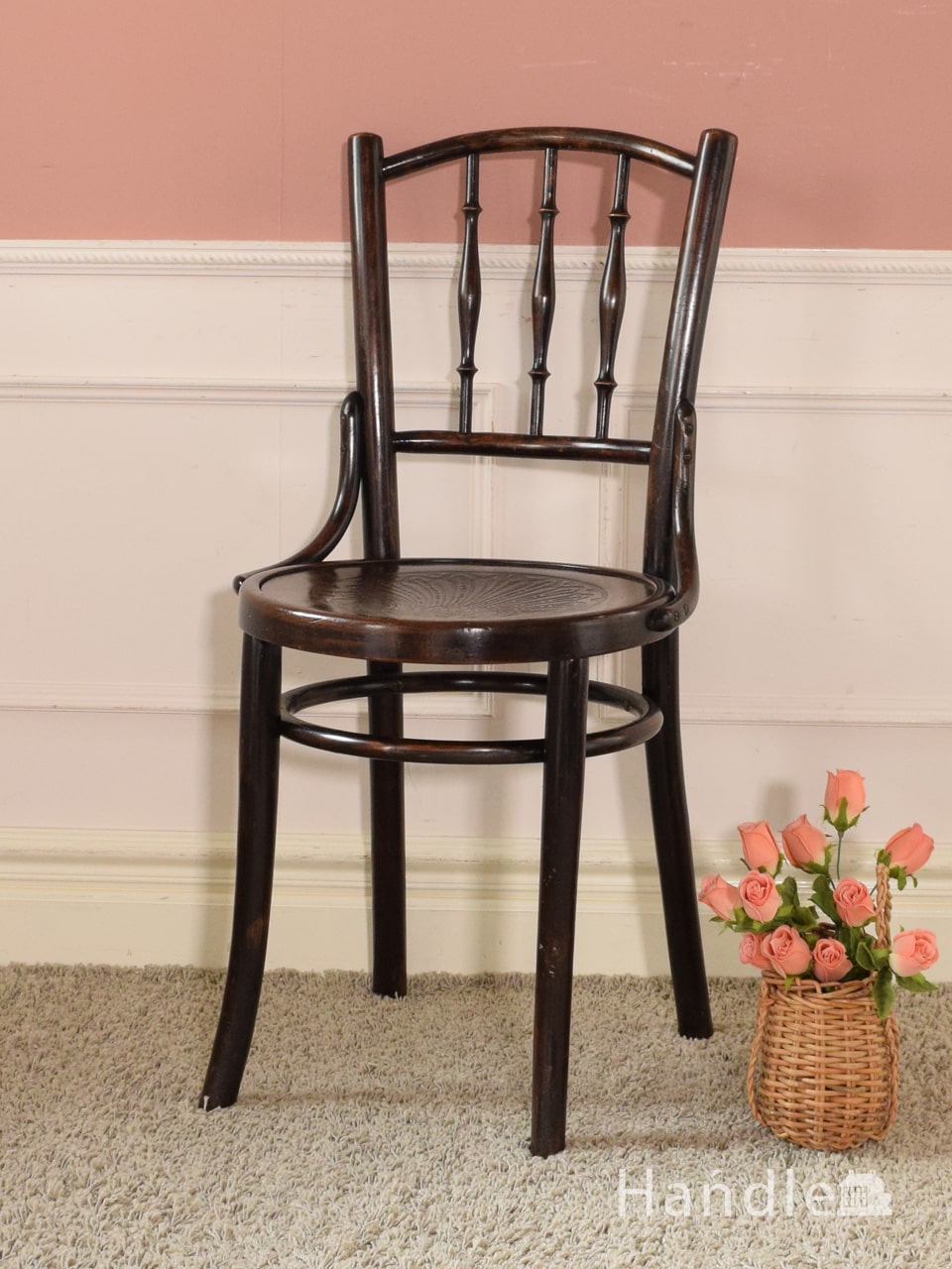 英国アンティークのおしゃれな椅子、バンブーデザインのベントウッドチェア (k-1754-c)