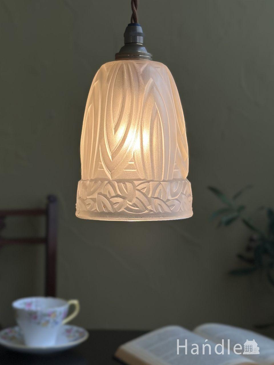 アールデコデザインの美しいSCHNEIDERガラス、フランスシュナイダー硝子のペンダントライト