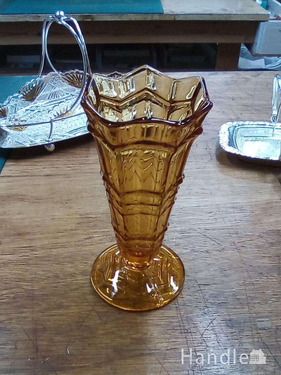 アンティーク ガラス　アンバーフラワーベース (m-9759-z)