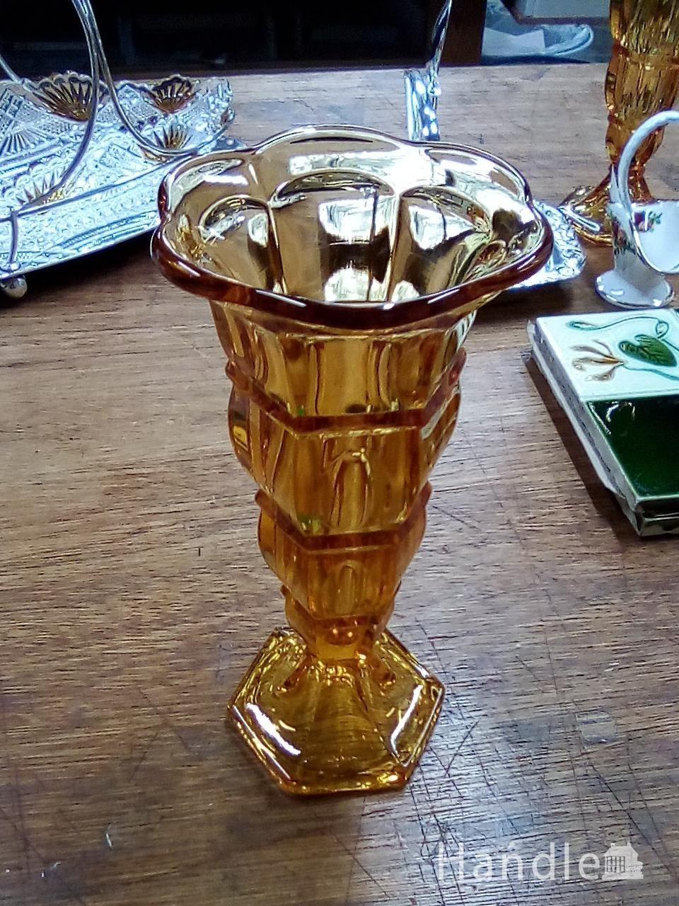 アンティーク ガラス　アンバーフラワーベース (m-9760-z)