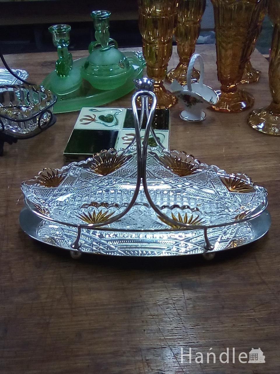 アンティーク　シルバー＆ガラス　トレイ (m-9851-z)