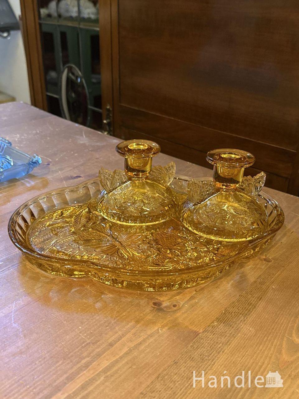 アンティーク ガラス ドレッシング 3点セット アンバー (m-9778-z)