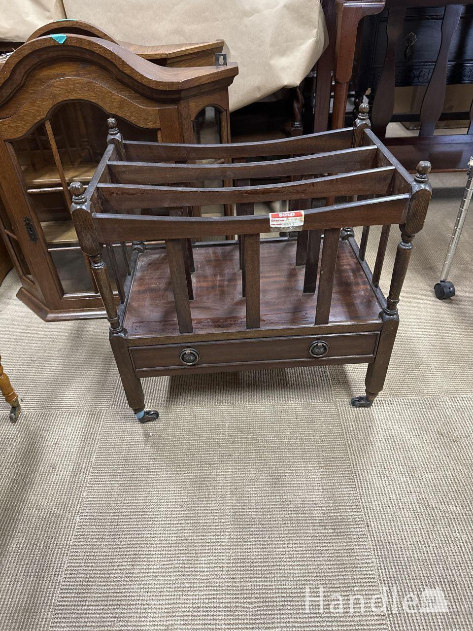 英国のアンティーク家具、使いやすいオーク材のマガジンラック(j-2636