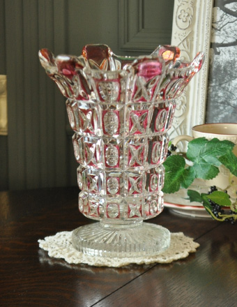 アンティークのオシャレなインテリア雑貨、ガラスのフラワーベース (pg-2232)