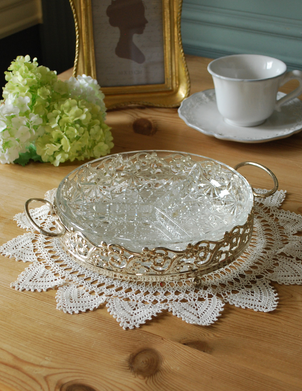 トレー 小物入れ コンポート 真鍮 ガラス シルバー 87127DS-SV ガラス