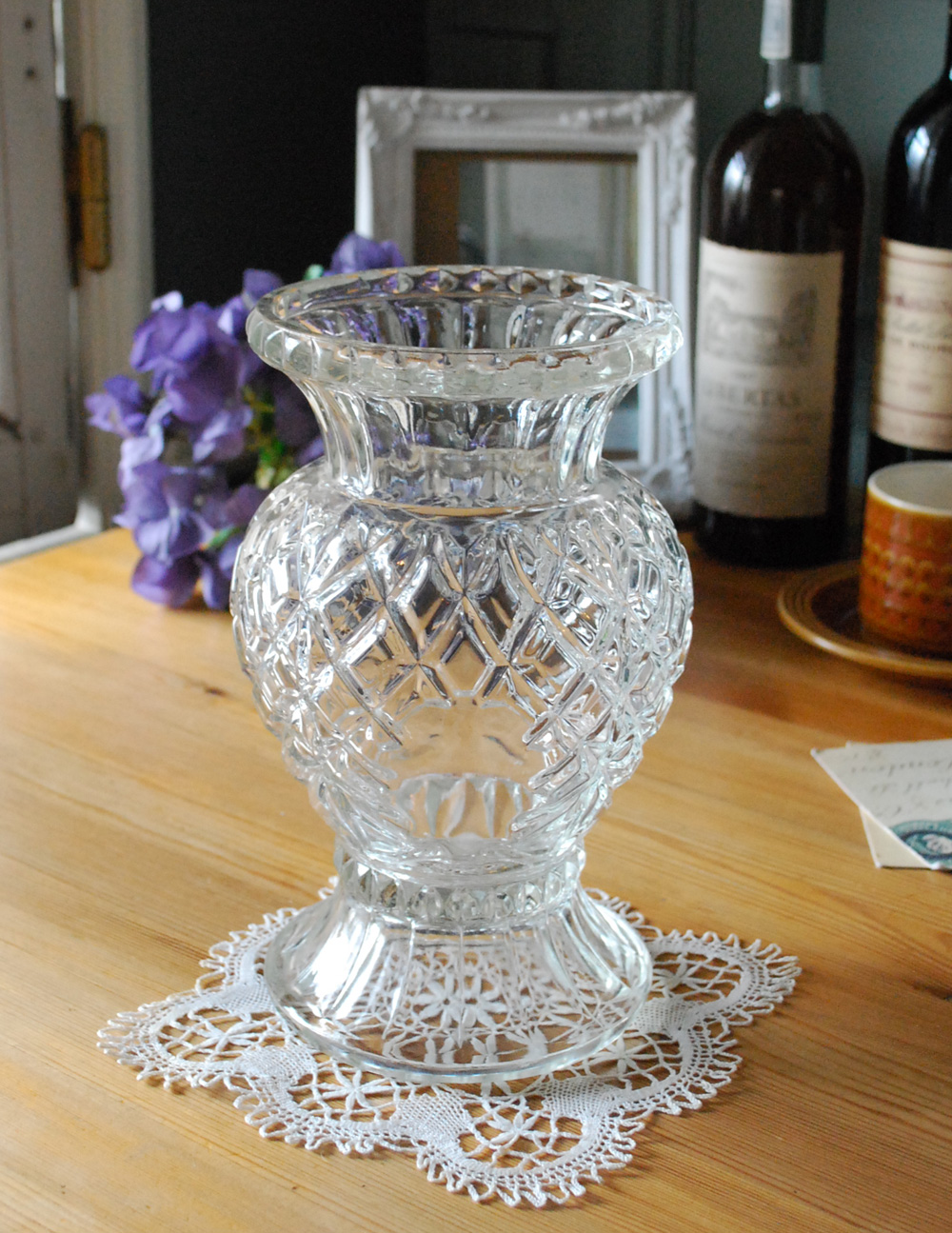 フランス アンティーク フラワーベース 花瓶 アールデコ カッティング