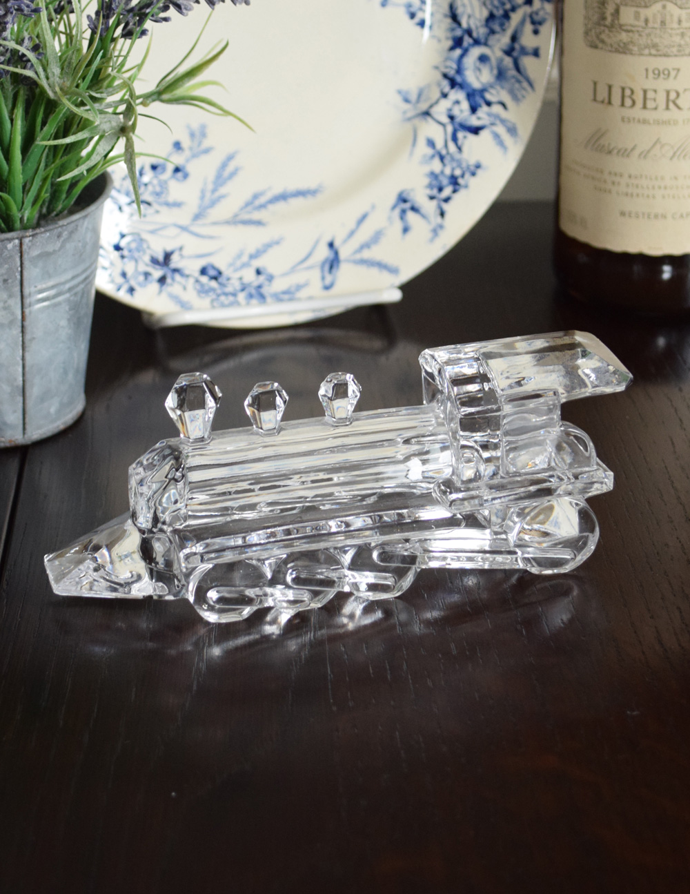 アンティークガラスのオブジェ(汽車)大人がときめくプレスドグラス (pg-3198)