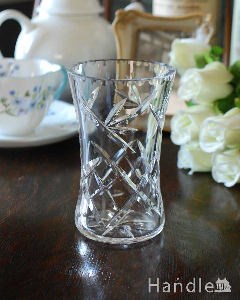 イギリスのアンティークプレスドグラス、小さなデザートグラス（花器） (pg-4440)
