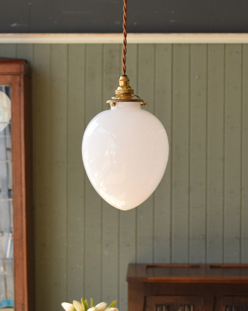 ガラスシェード ボール型 照明 吊り下げランプ アンティーク ミルク 
