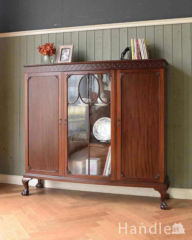 英国輸入の優雅な家具、贅沢な程美しいアンティークのブックケース（マホガニー材） (q-1042-f)