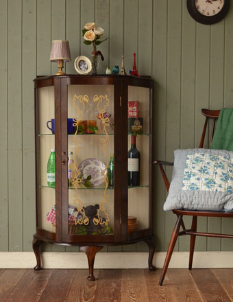 1940年代のアンティーク ガラスキャビネット (q-250-f)