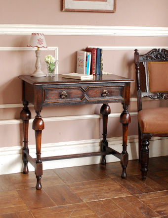 家事やお仕事で使えるアンティーク家具、オーク材のライティングデスク (q-373-f)