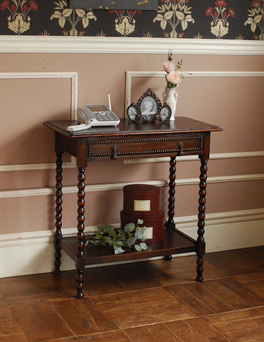 アンティークの英国家具、引き出し付きのホールテーブル(q-407-f