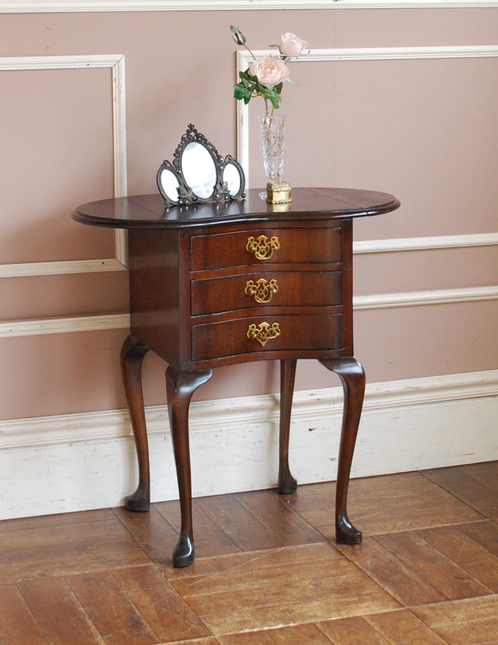 アンティークの英国家具、伸張式のベットサイドチェスト (q-643-f)