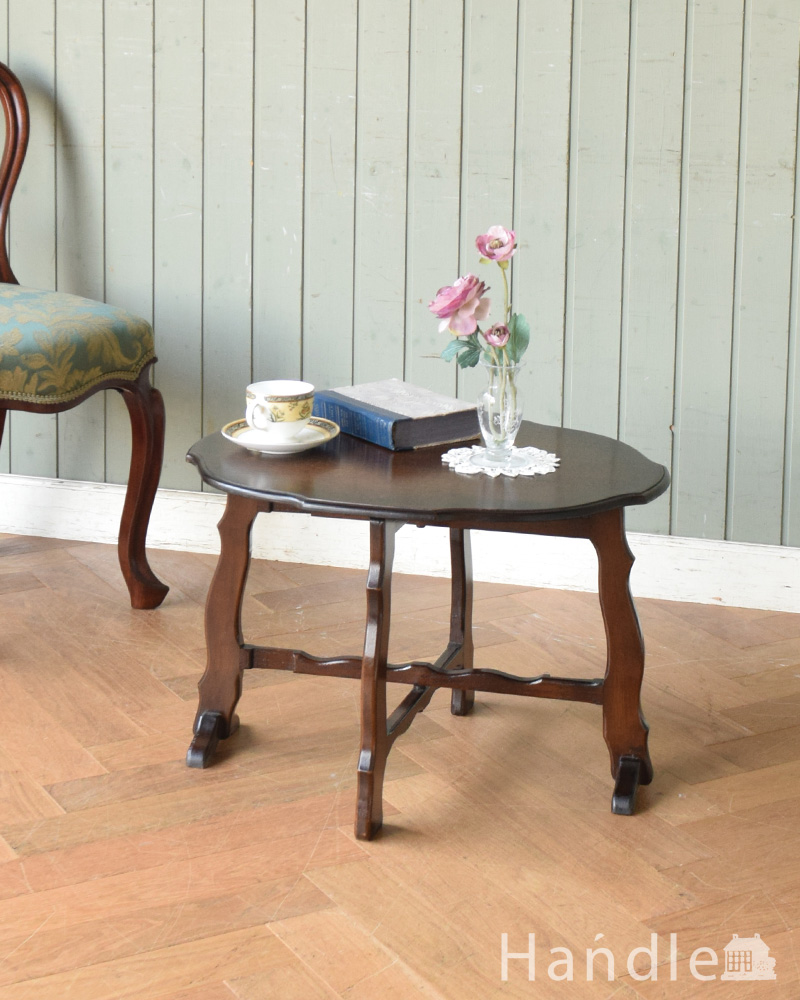 折りたたみ式のコーヒーテーブル、小さいアンティーク家具(q-816-f)｜アンティーク家具