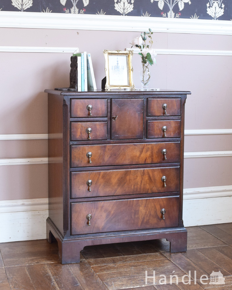 お片付け上手なチェストオブドロワーズ、マホガニー材のアンティーク家具 (q-828-f)