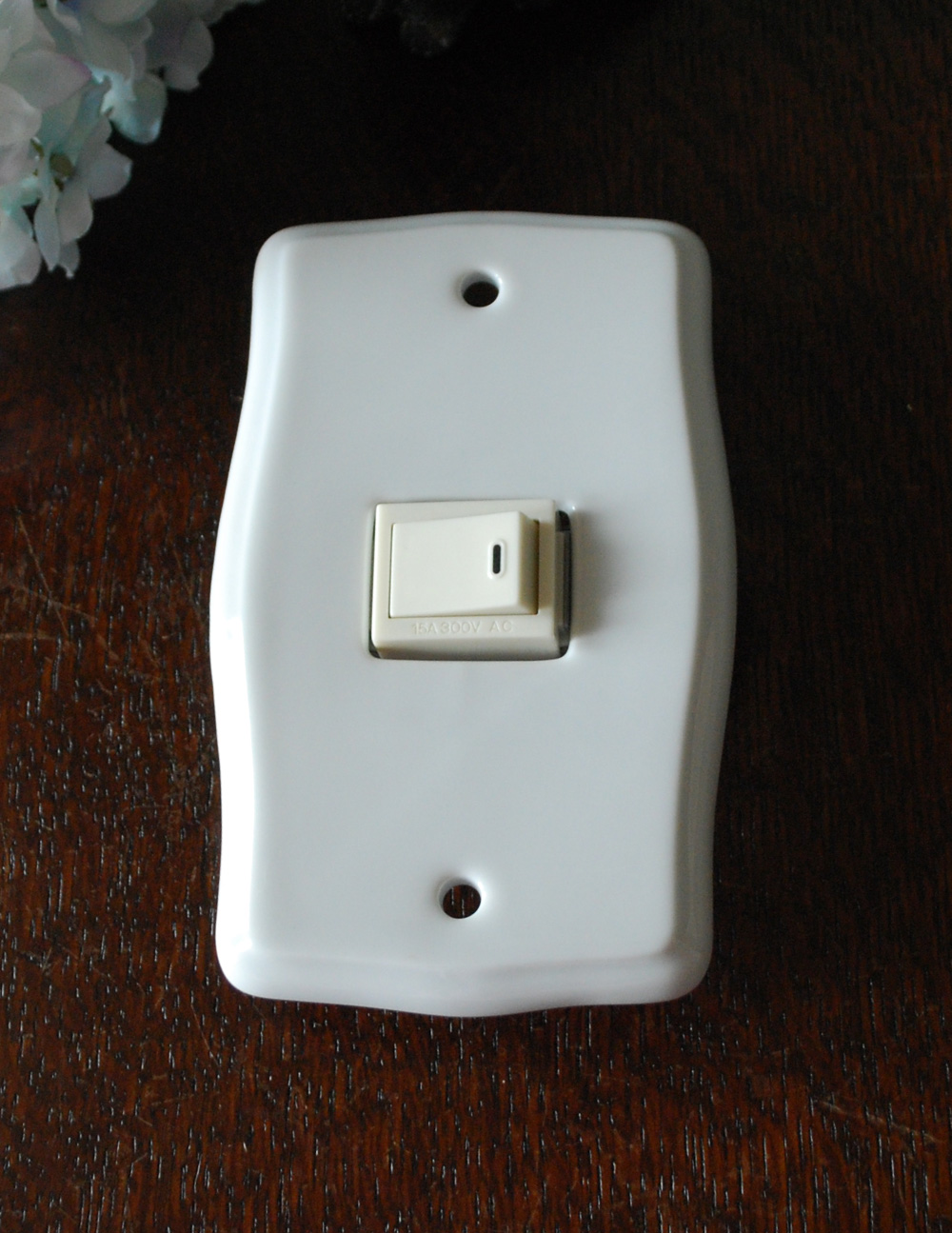 陶器製スイッチプレート/ホワイト（シングルタイプ）電気スイッチ (sc-18-a)
