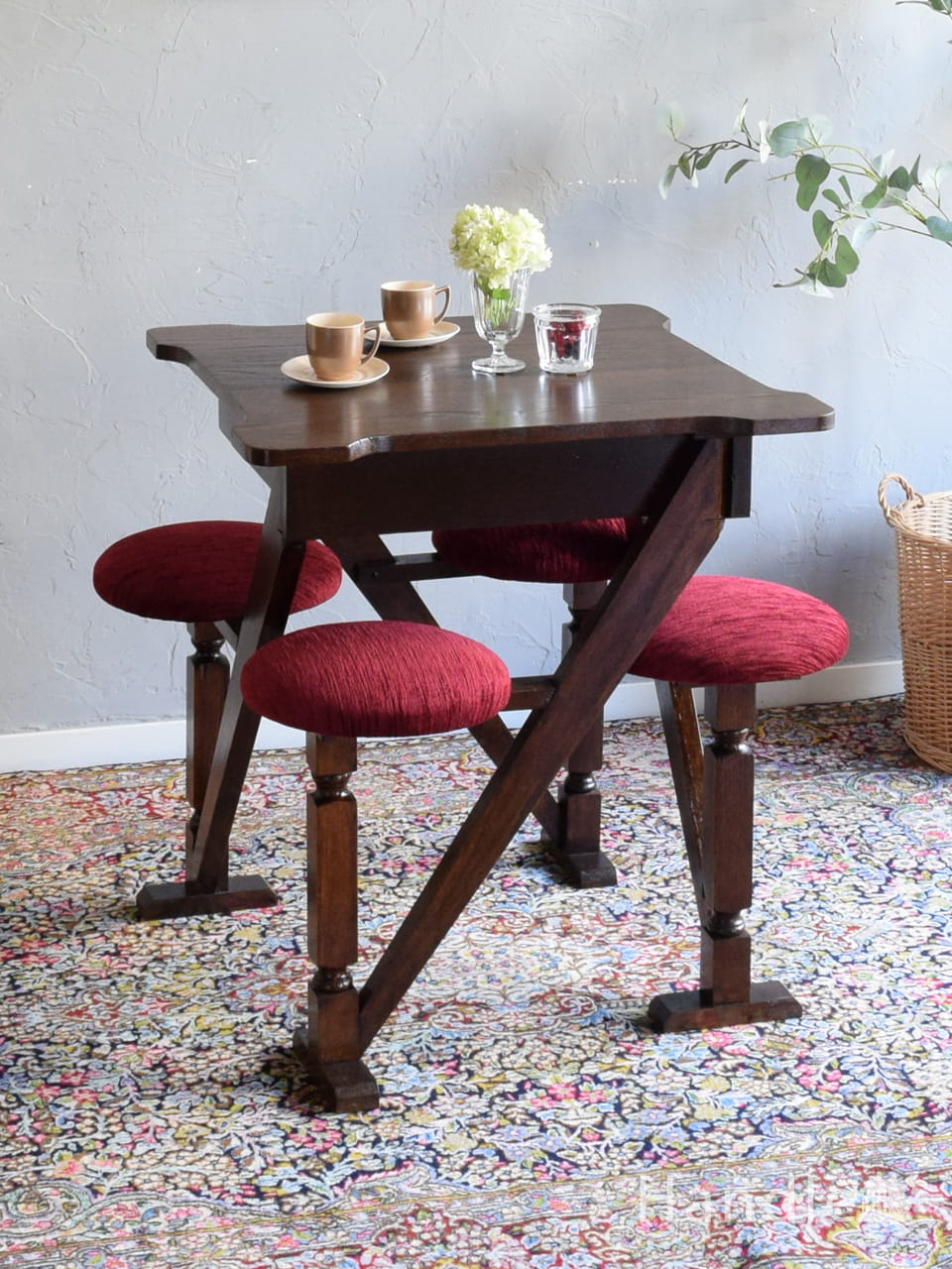幻級にめずらしいアンティークの家具、イギリスから届いたピクニックテーブル (q-3563-f)