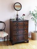 ミラーが付いたアンティークのおしゃれな家具、マホガニー材のシェービングチェスト