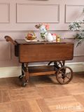 英国アンティークのおしゃれなトローリーワゴン、天板が大きく広がる伸長式テーブルワゴン