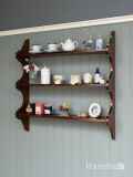 イギリスから届いたおしゃれな飾り棚、マホガニー 材のアンティークウォールシェルフ