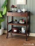 引き出しが付いたアンティークワゴン、英国から届いたマホガニー材のトローリー