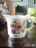 英国のアンティーク食器、J&G Meakin社のピンクのお花が可愛いミルクピッチャー（中）