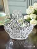アンティークガラスのおしゃれなカゴ、イギリスプレスドグラスのバスケット